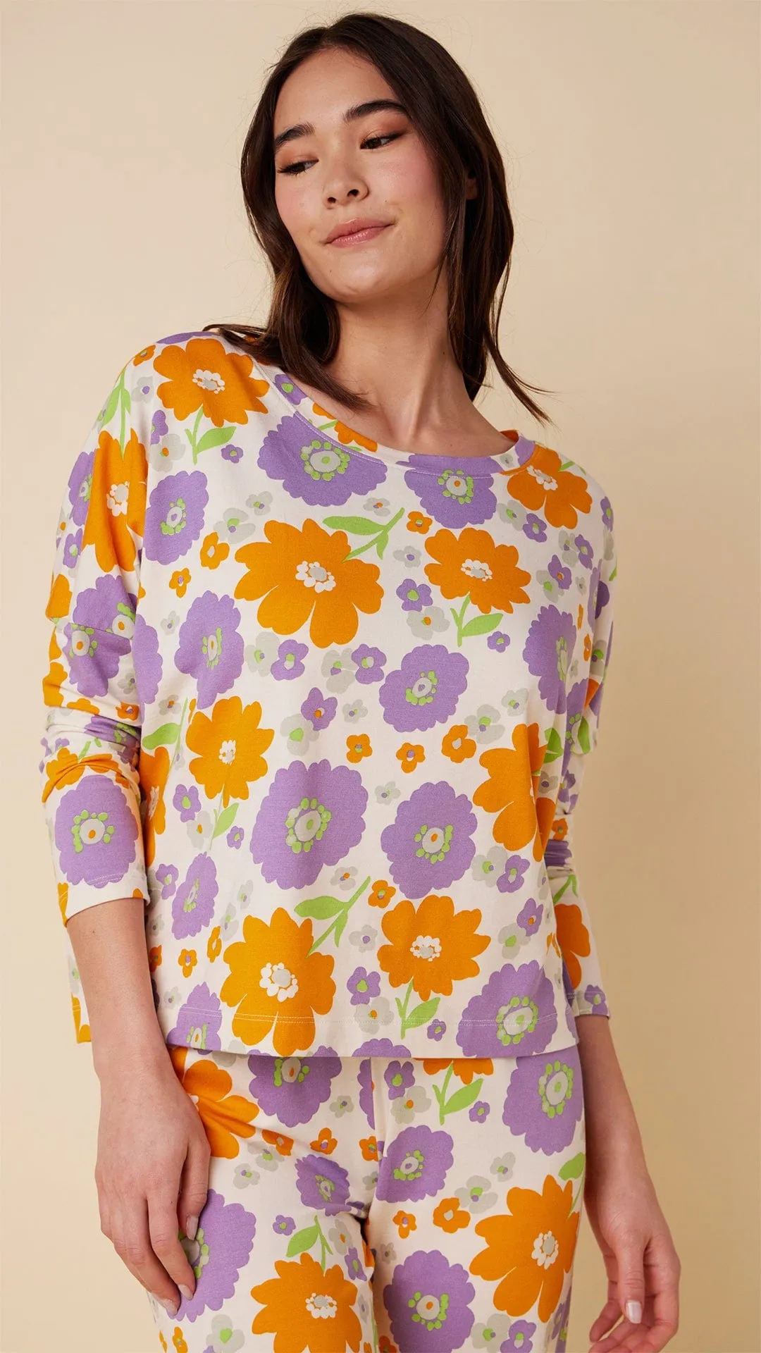 Popping Pansies Pima Knit Pullover Set