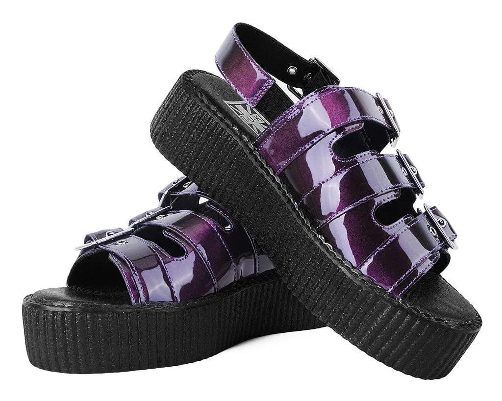 Purple Metallic 3-Buckle Mondo Sandal