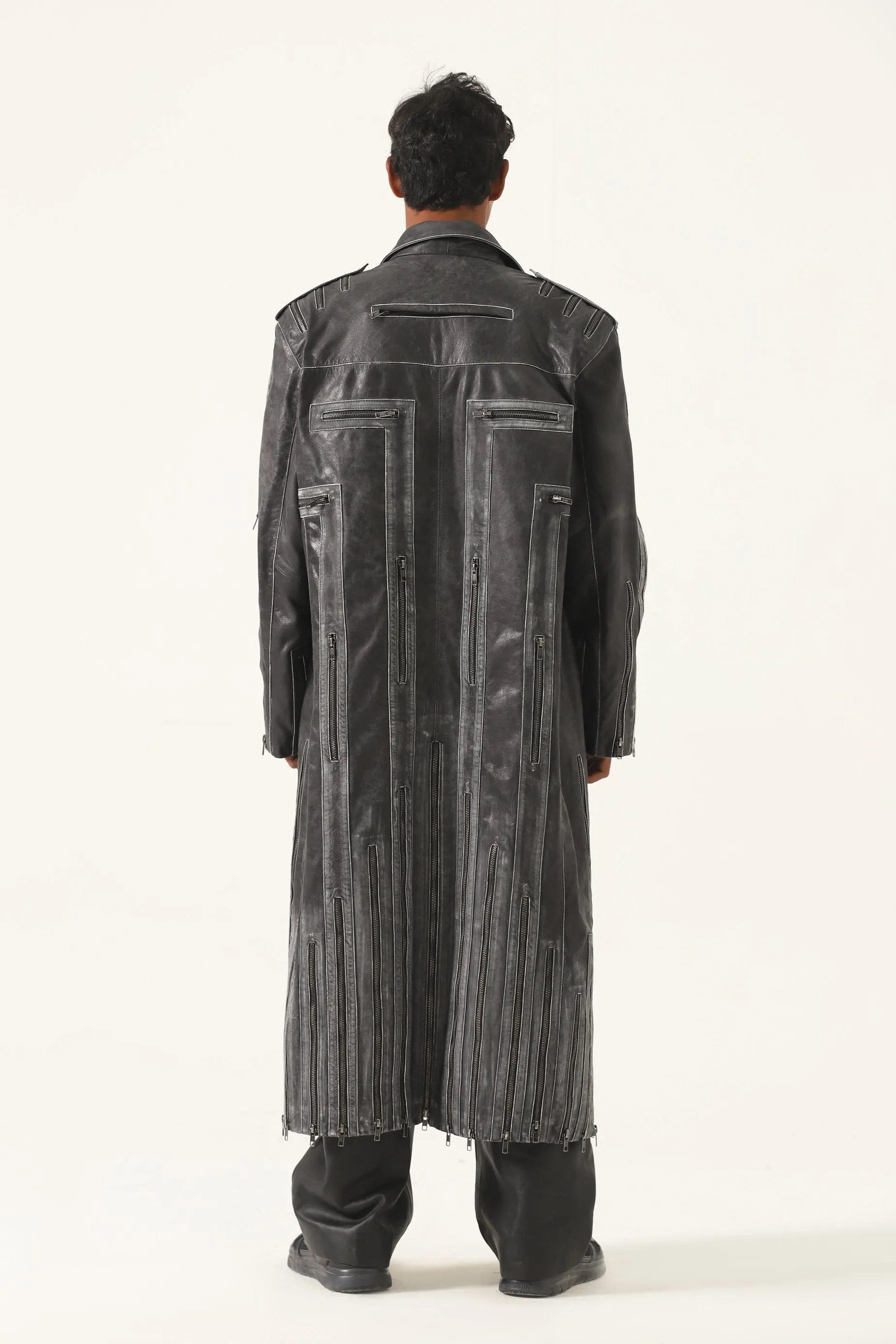 "VEGAS IN THE DARK" LEATHER LONG COAT