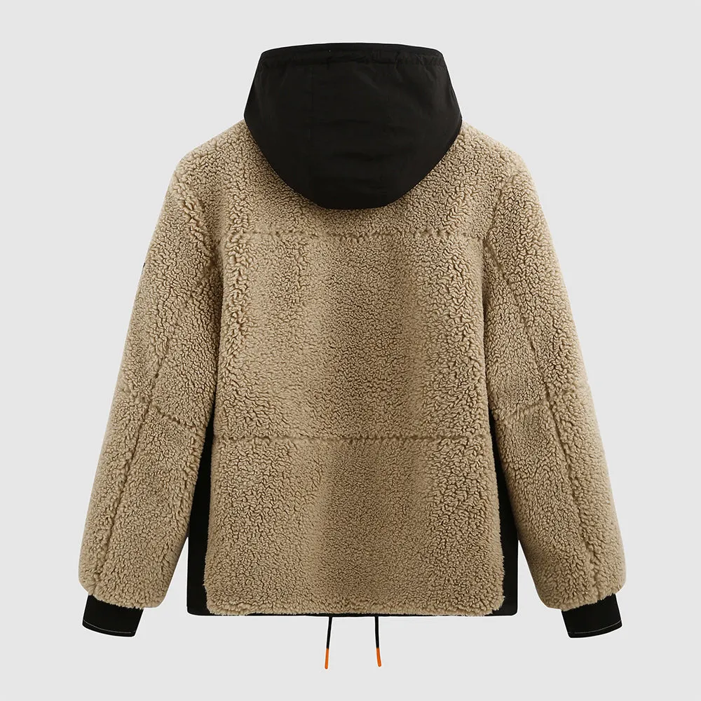 Reversible Tech Sherpa Hooded Coat - Camel