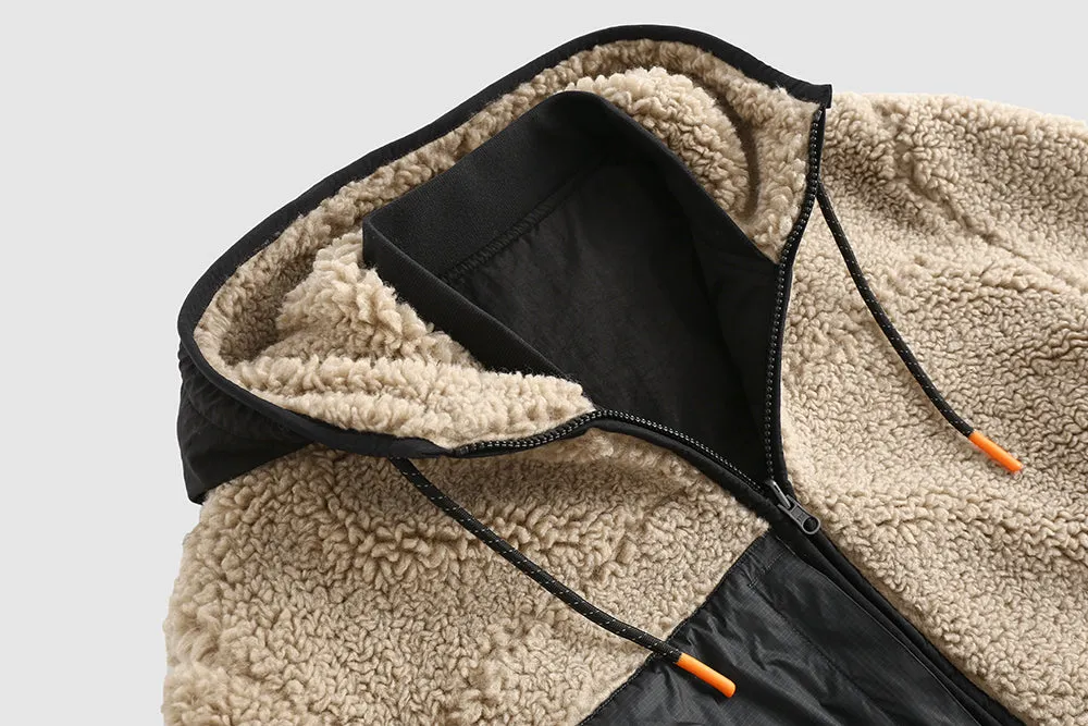 Reversible Tech Sherpa Hooded Coat - Camel