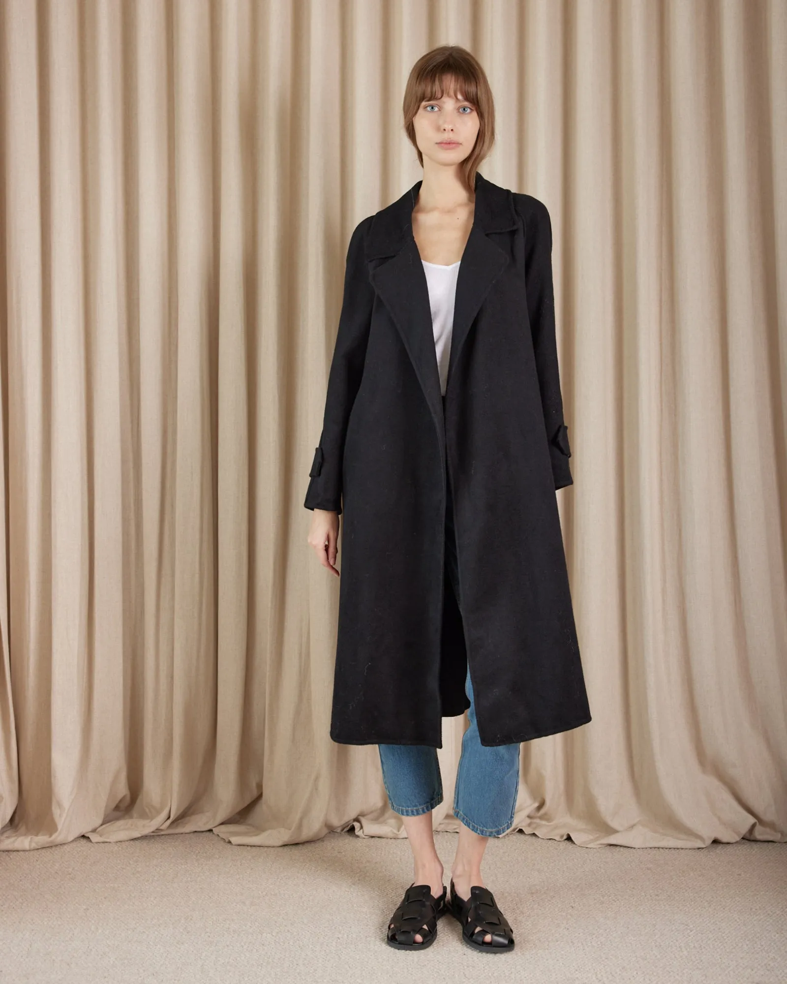 Saddler Double Faced Wool Coat - Black