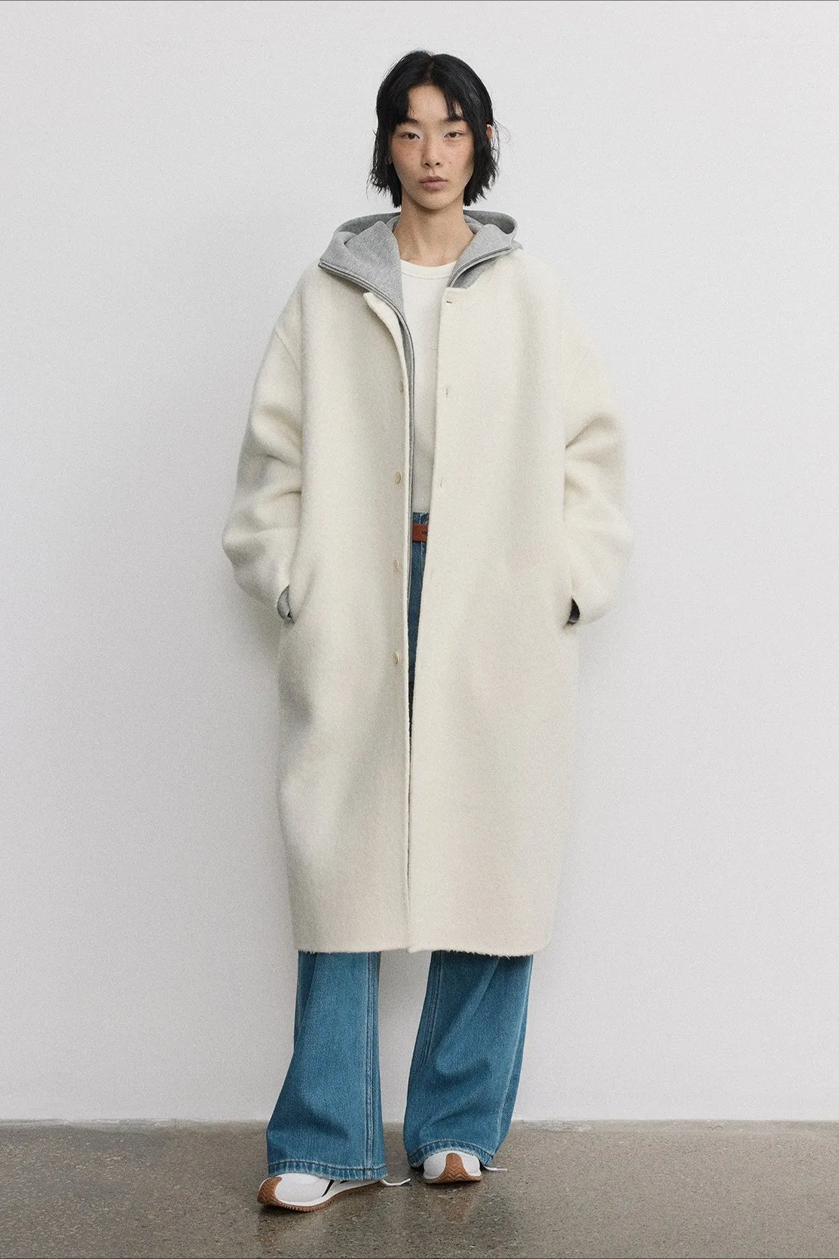 Sheep wool-riched double-sided cocoon shape coat | 2 color