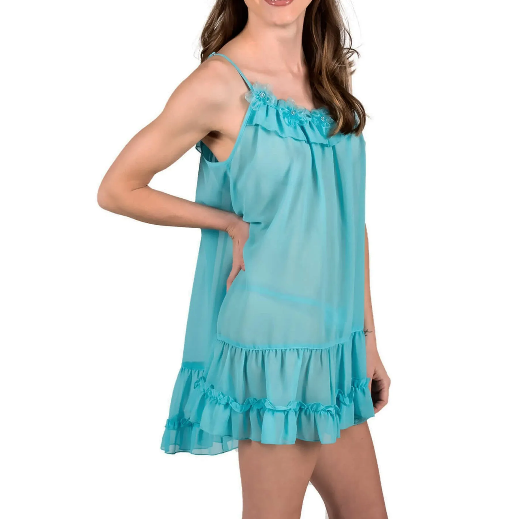 Sophie Sheer Babydoll - Blue Atoll