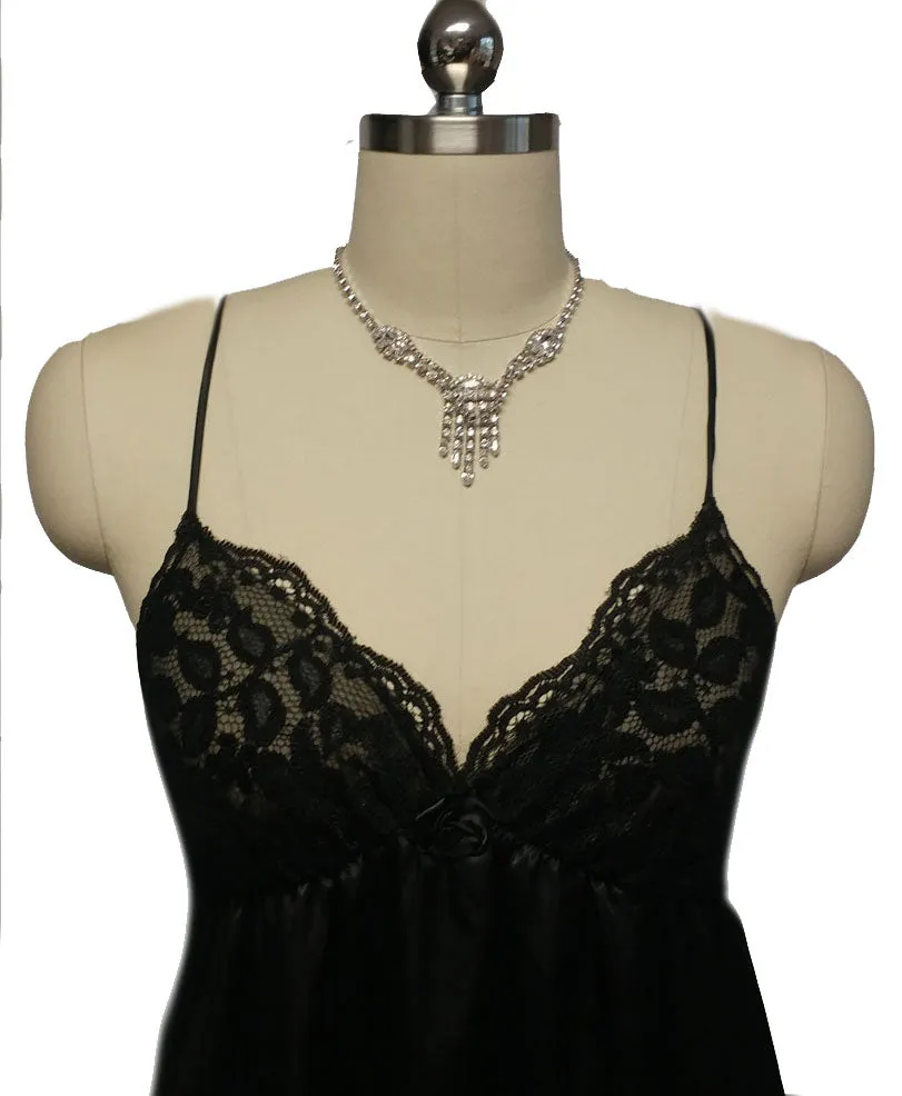 SOPHISTICATED VINTAGE DONNA RICHARD LACE & SATIN PEIGNOIR & NIGHTGOWN SET