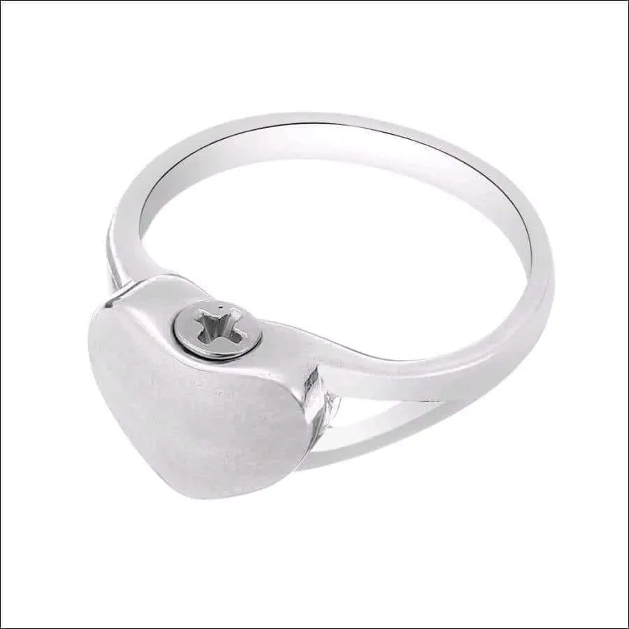 Stainless Steel Memorial Keepsake Simple Heart Cremation Urn Ring