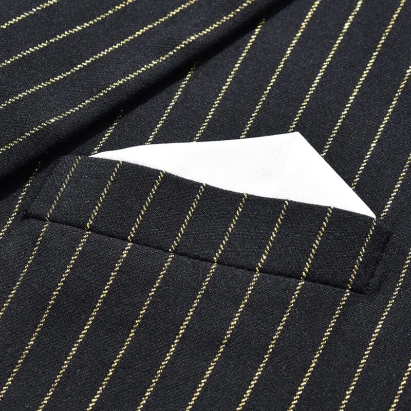 The Gold Link Pinstripe Slim Fit Blazer Suit Jacket