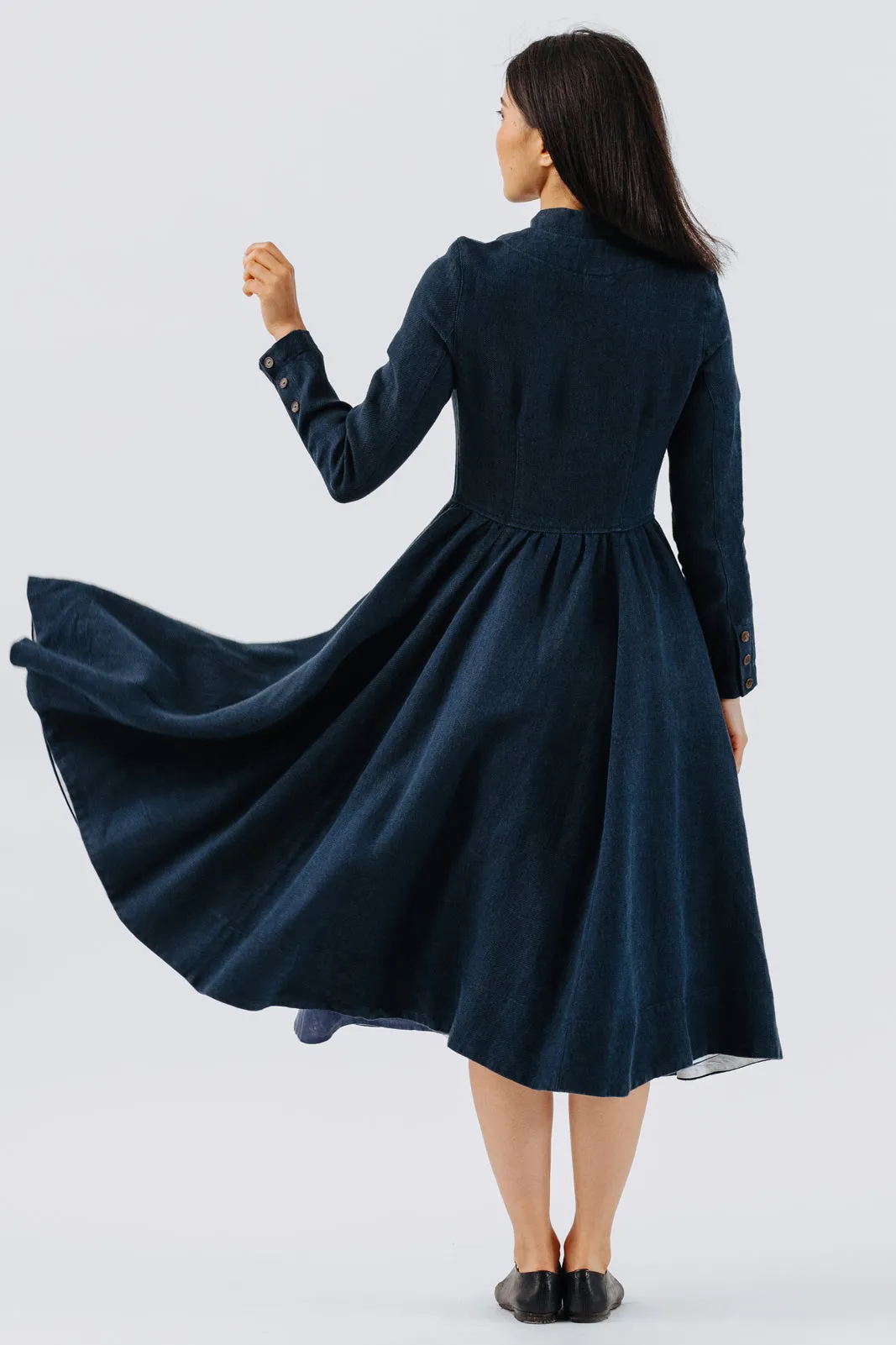 Victorian Coat, Twill Linen, Night Navy