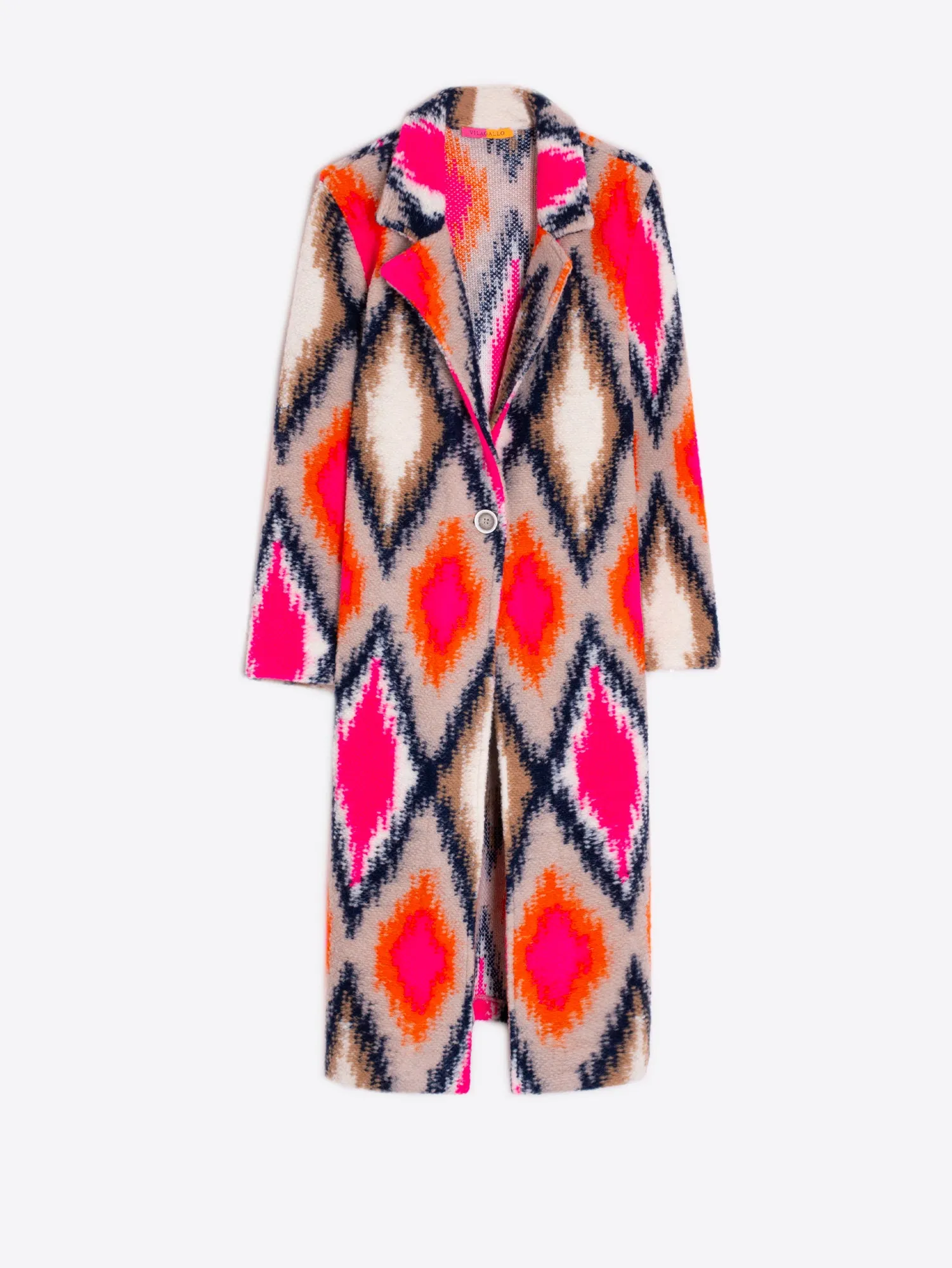 Vilagallo Pink/Orange Diamond Print Coat