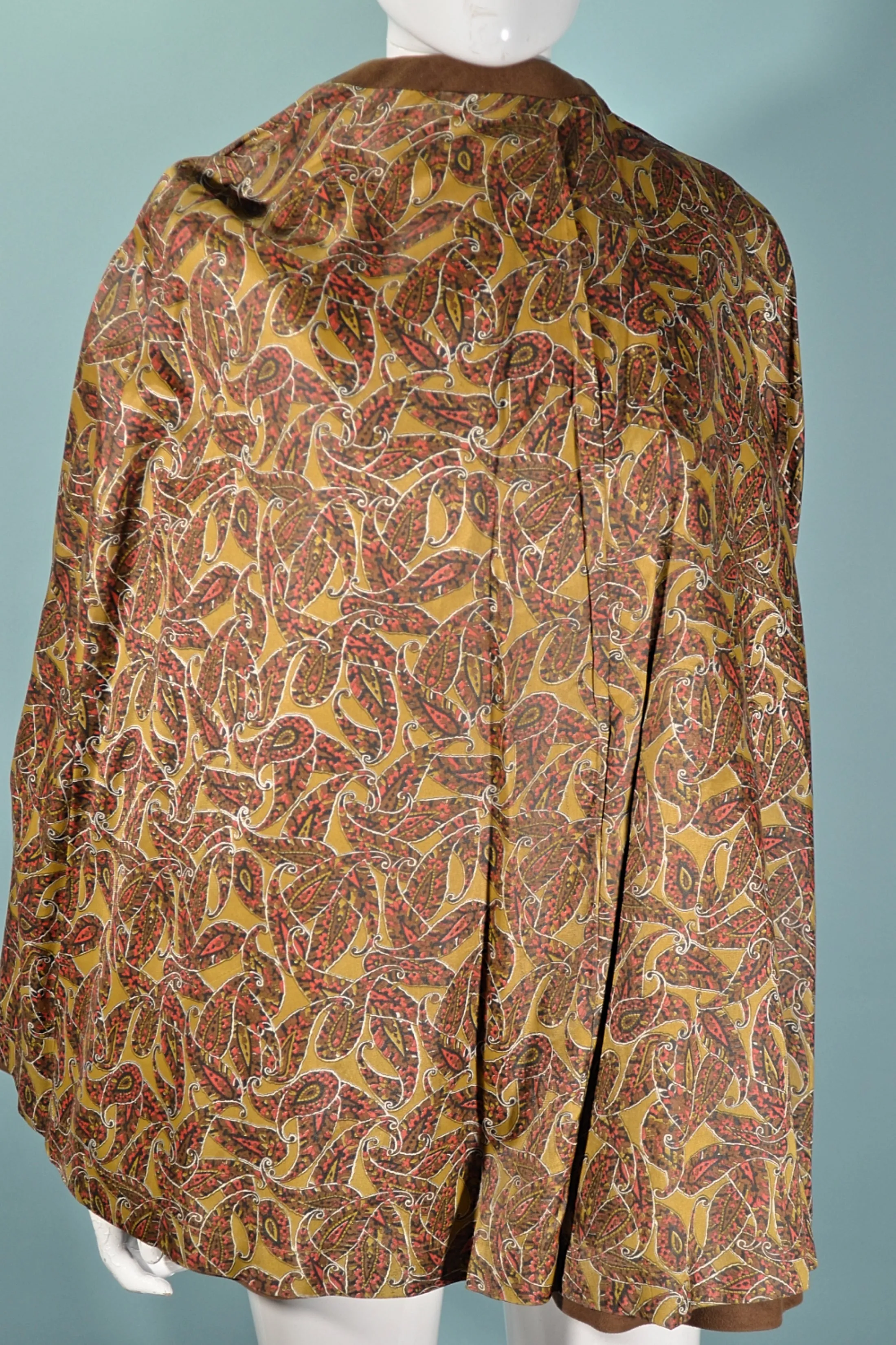 Vintage 60s Mod Brown Cape, Vinyl Trim  Pockets