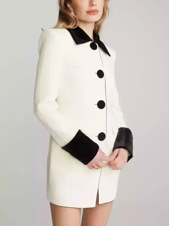 Women’s Bi-Color Single-Breasted Short Coat