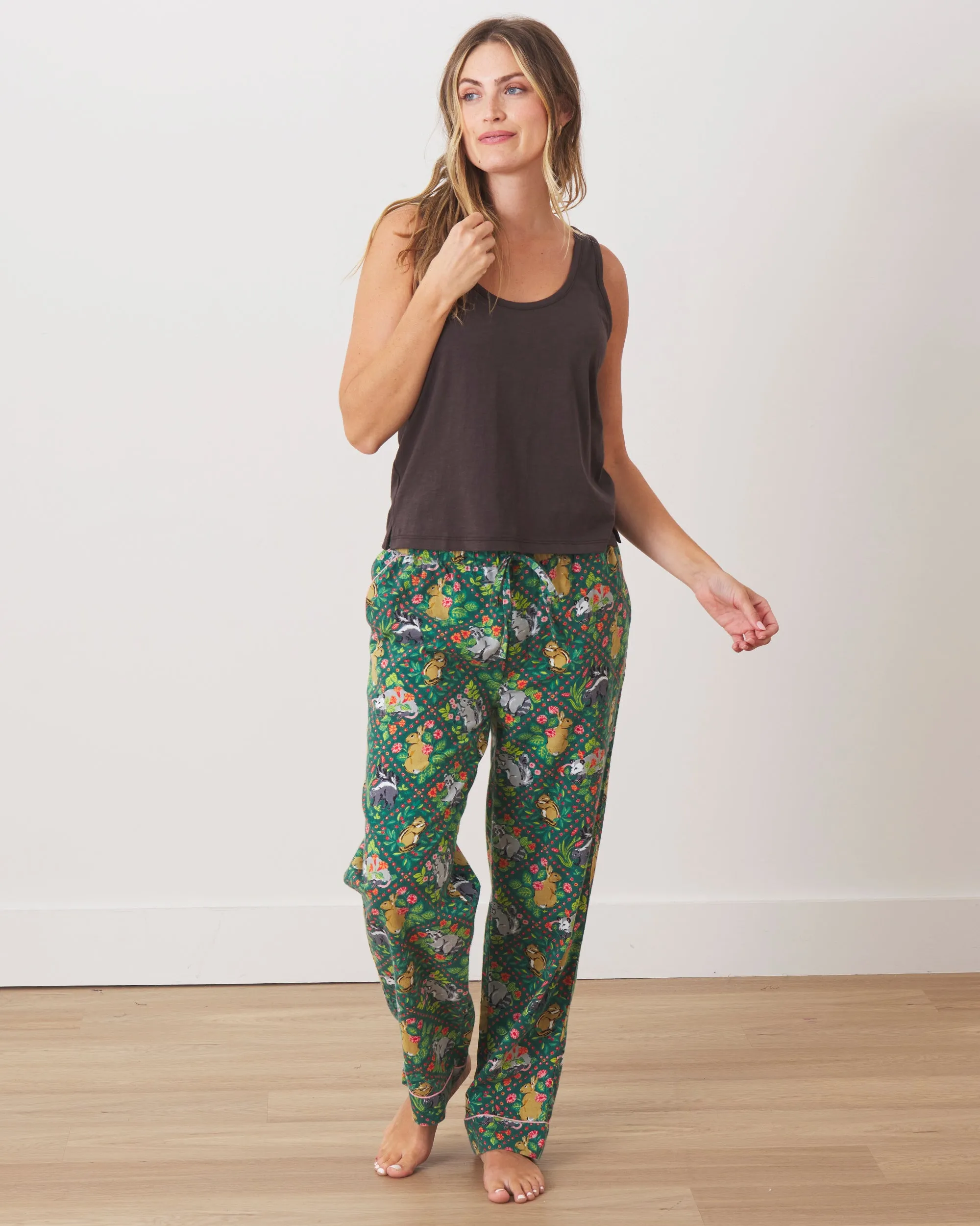 Woodland Critters -  Flannel PJ Pants - Fern