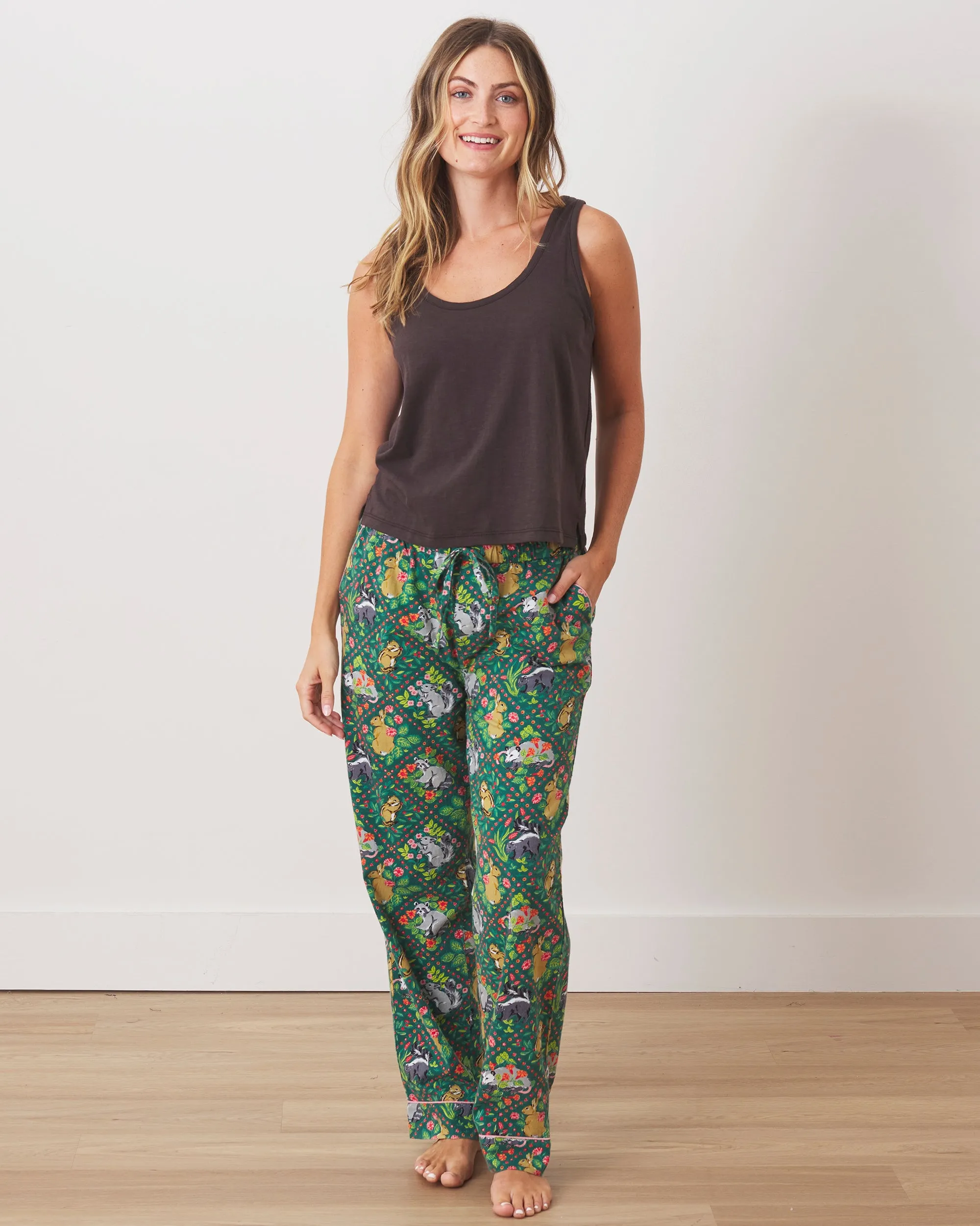 Woodland Critters -  Flannel PJ Pants - Fern