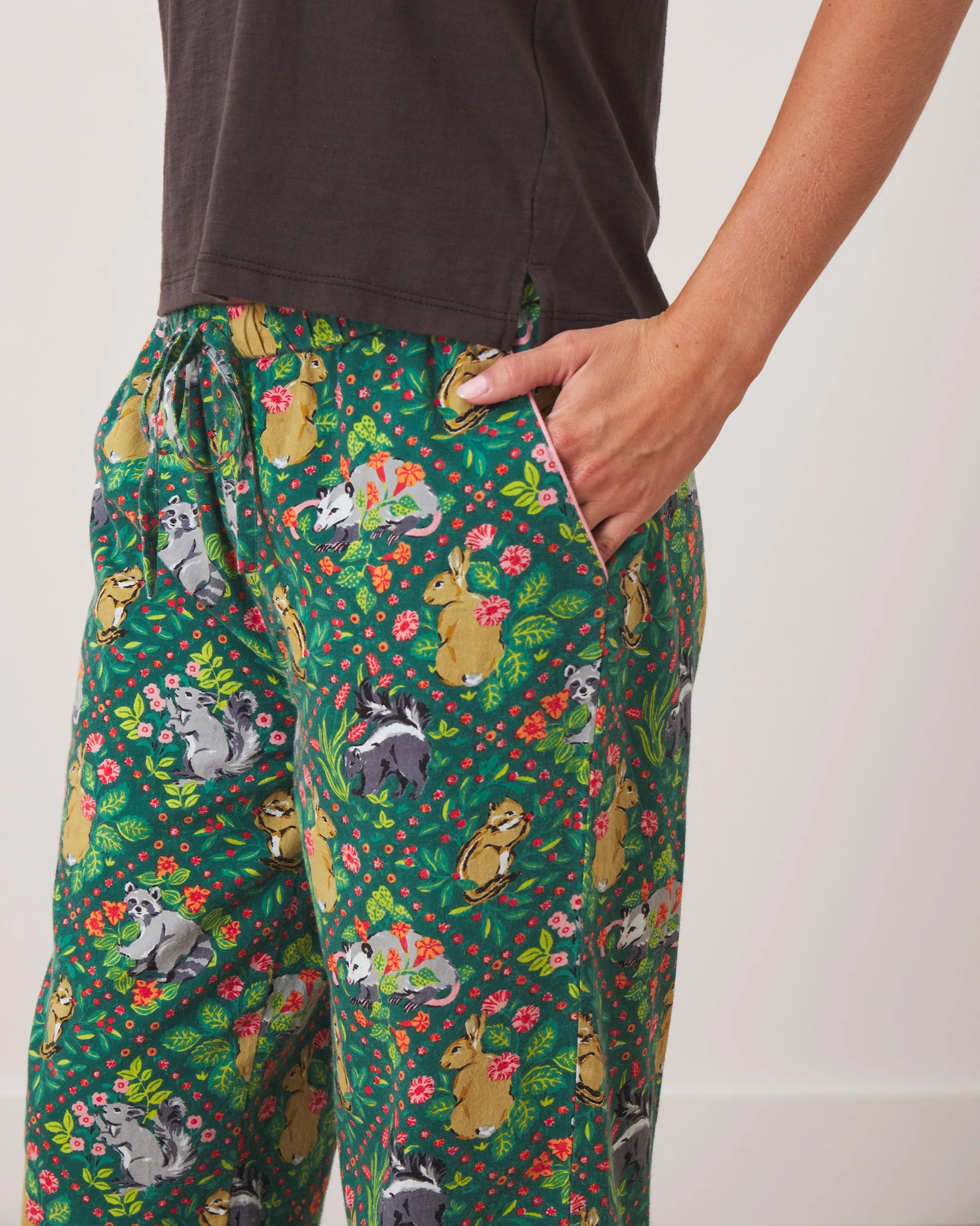 Woodland Critters -  Flannel PJ Pants - Fern