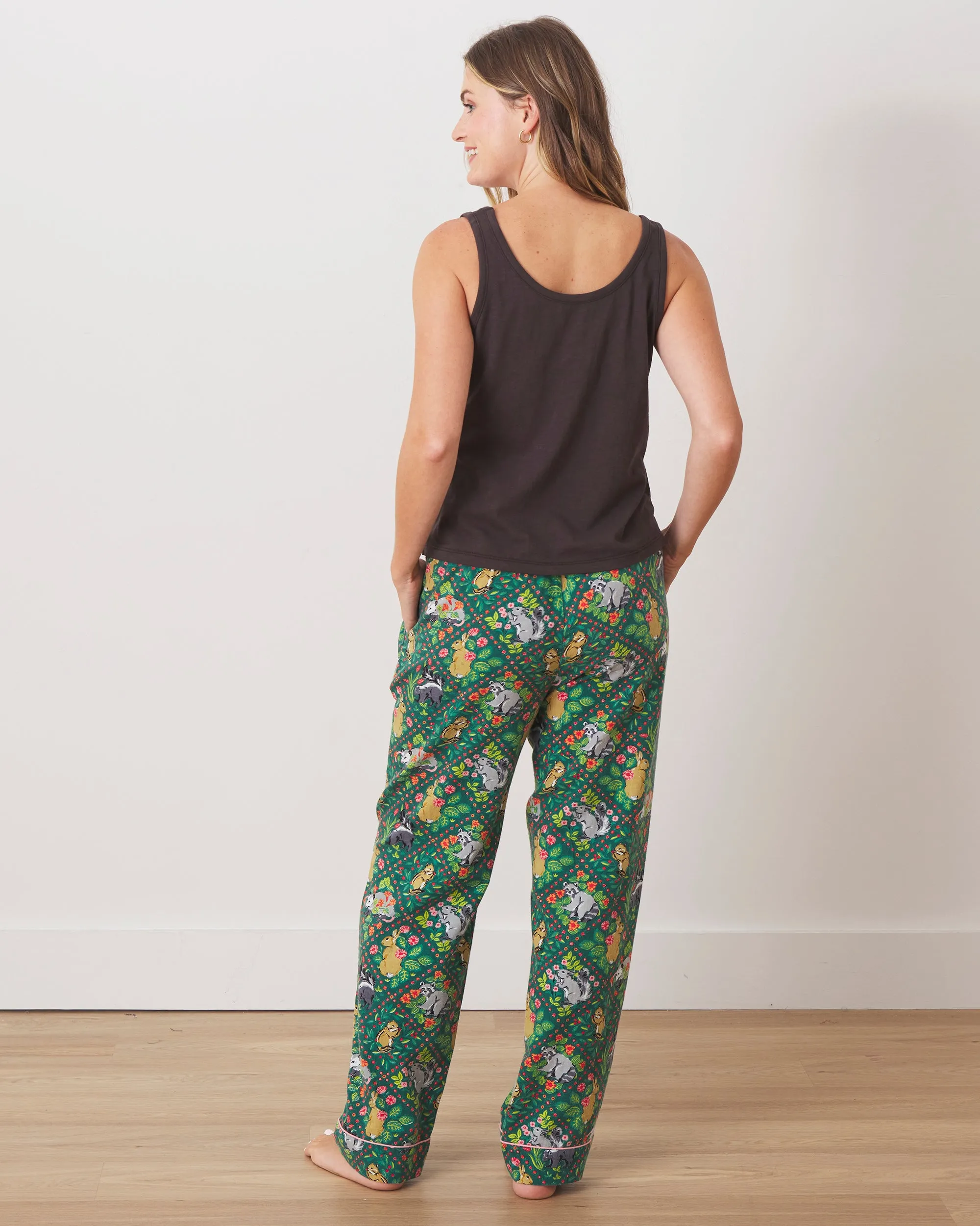 Woodland Critters -  Flannel PJ Pants - Fern