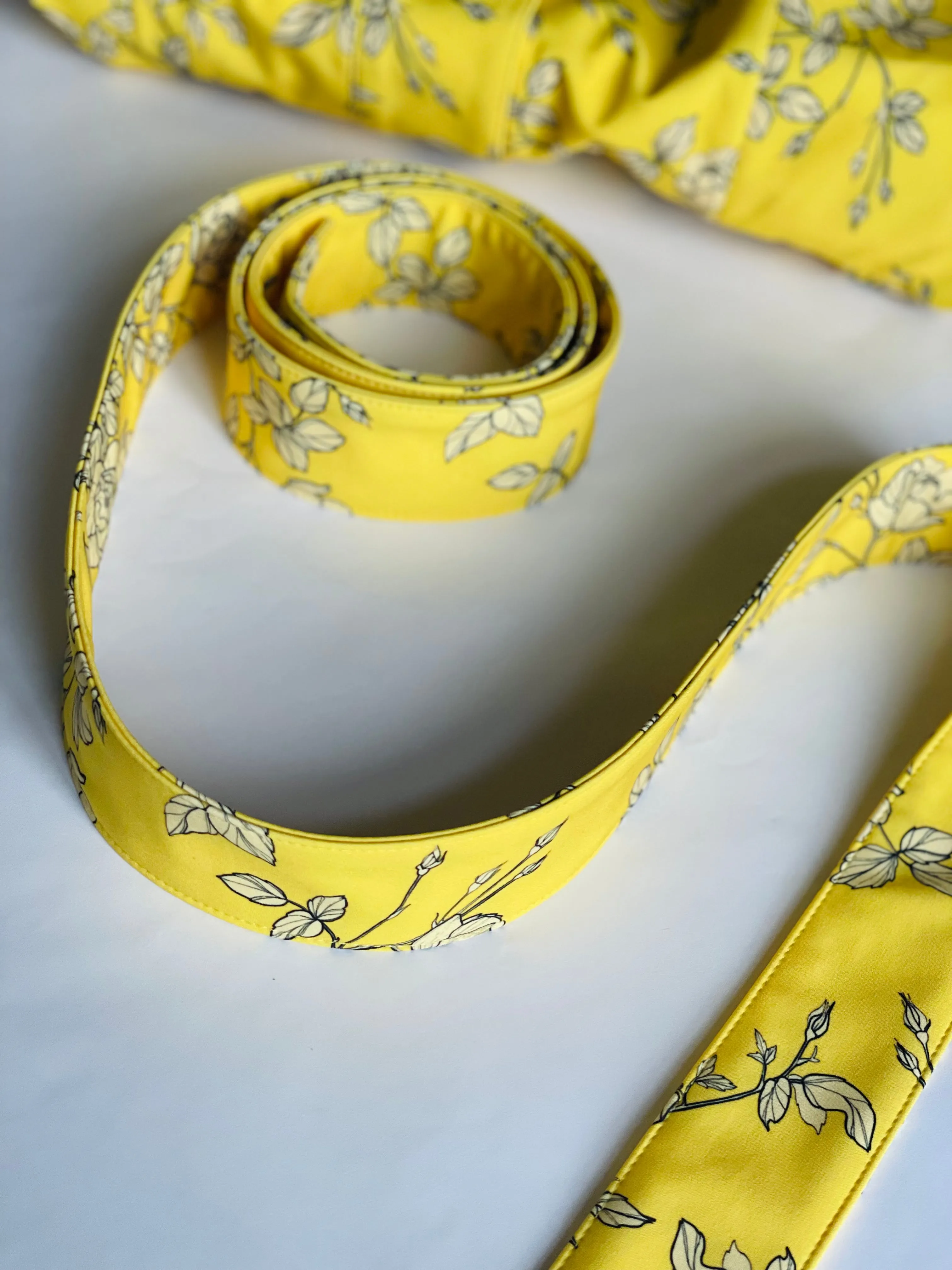 Yellow Belt with Off-White Rose Print | Wild Rose