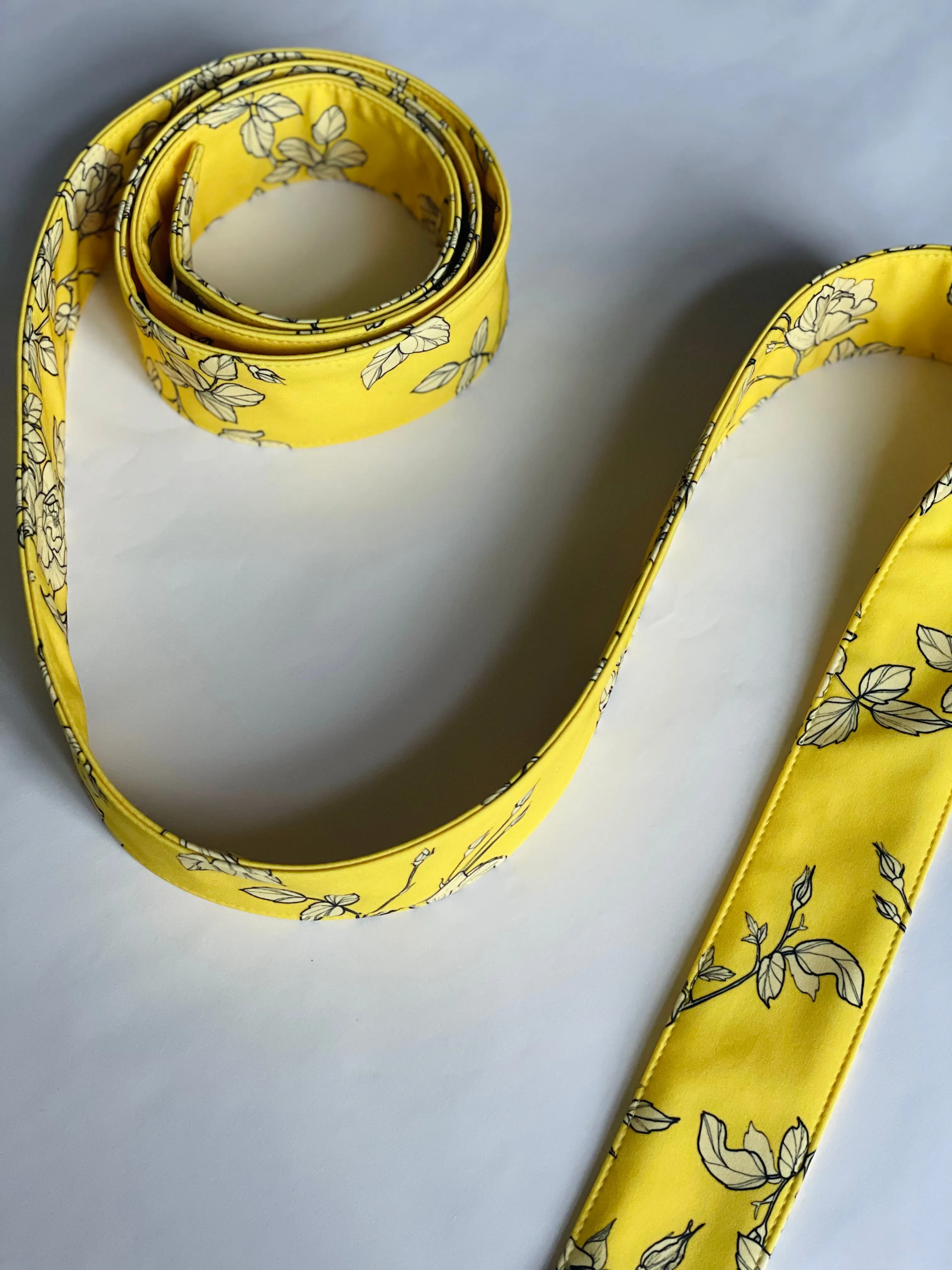 Yellow Belt with Off-White Rose Print | Wild Rose